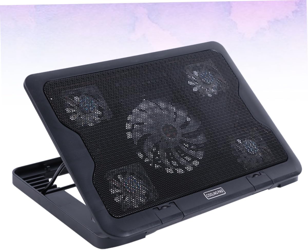 Laptop Cooling Pad with 5 Fans USB-Powered Cooling Base for Notebooks Adjustable Angle and Anti-Skid Design Suitable for Gaming and Office Use