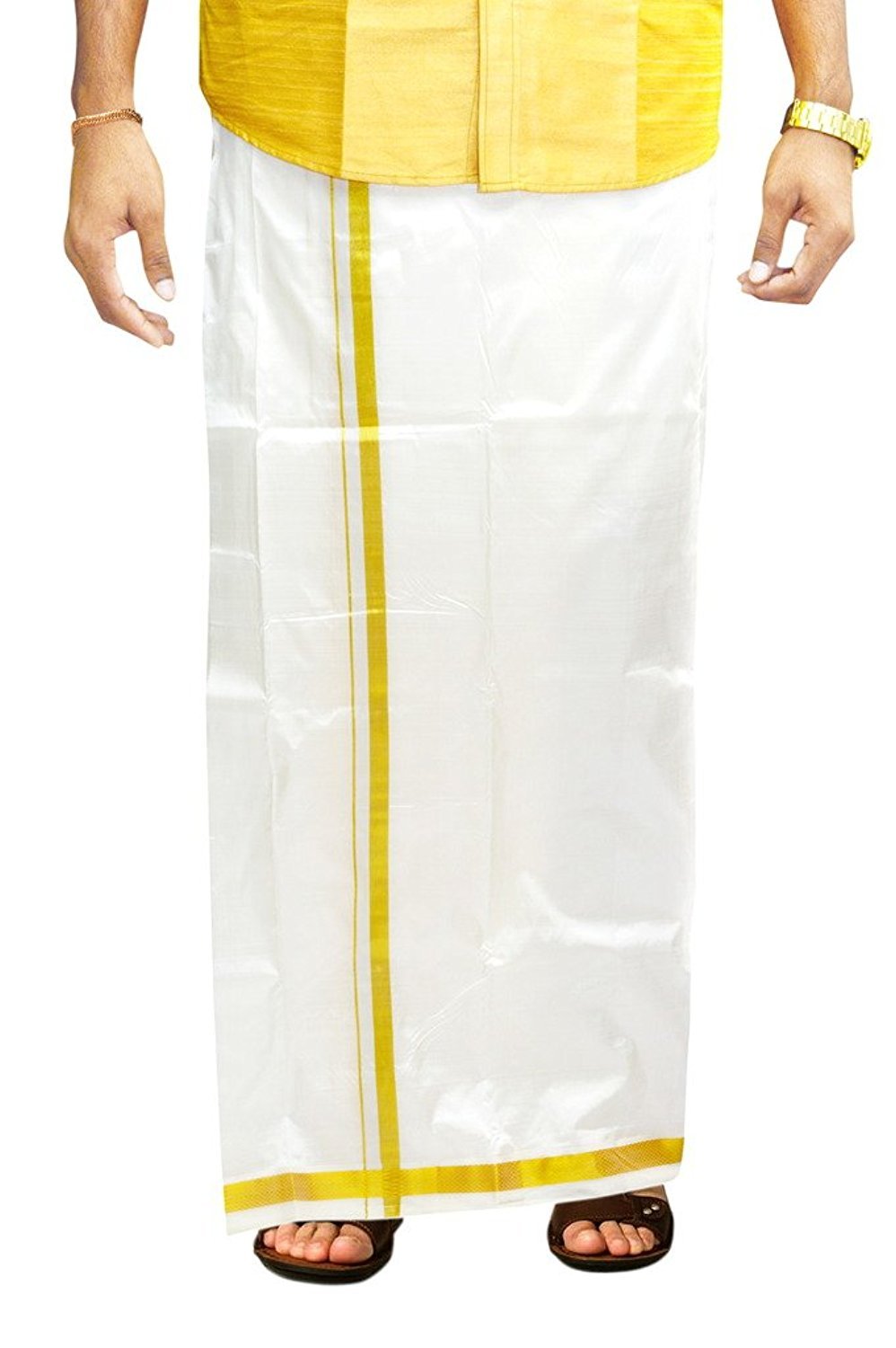 CMK PATTU Men's Silk Dhoti (White, Free Size) Amazon.in Clothing