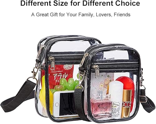 Vista 14 de COVAX Bolso cruzado transparente, aprobado por estadios para conciertos, festivales L-negro