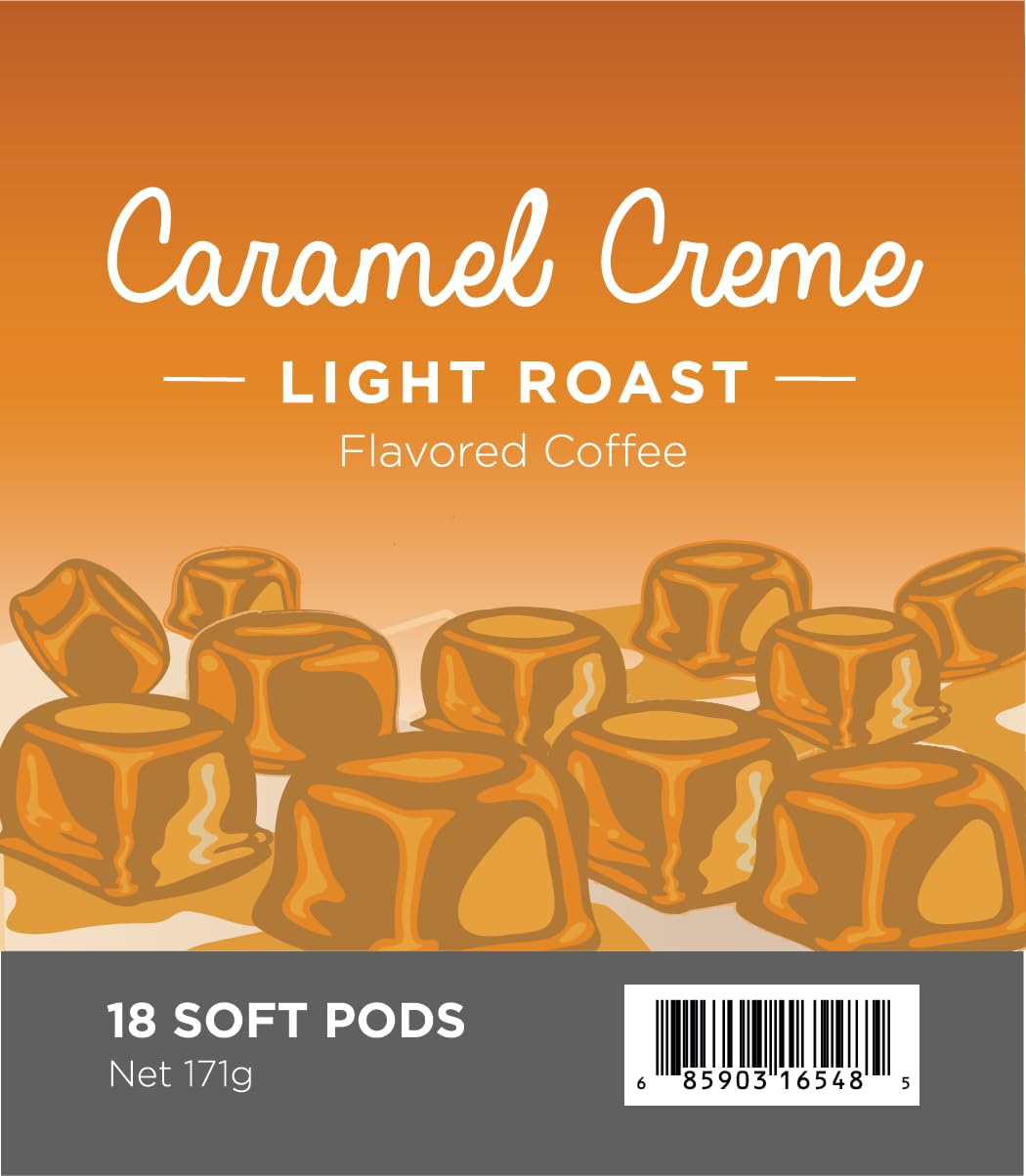 Wolfgang Puck Coffee Caramel Creme, 9.5 Gram soft Pods, 18 Count (Pack of 3)