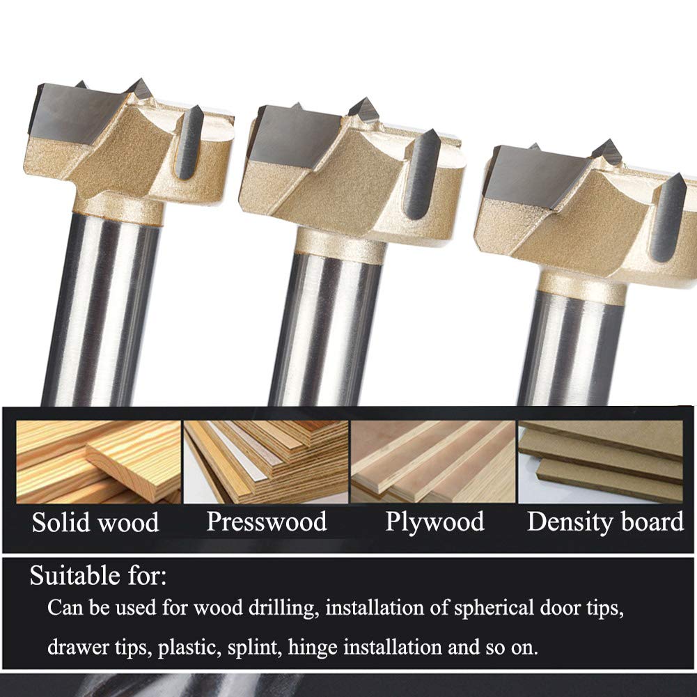 5 Pcs Forstner Drill Bit 30mm, Double-Flute Carbide Tipped Forstner Bit for Hard Wood, Soft Wood, Veneered Plywood, Plastic, Drilling Hole Saw Woodworking Hinge Cutter Tool