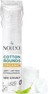 NOLEO Organic Cotton Rounds, Small 2″ Pressed & Lint-Free, Biodegradable & Compostable, 100-Count – Makeup Remover & Skincare Pads