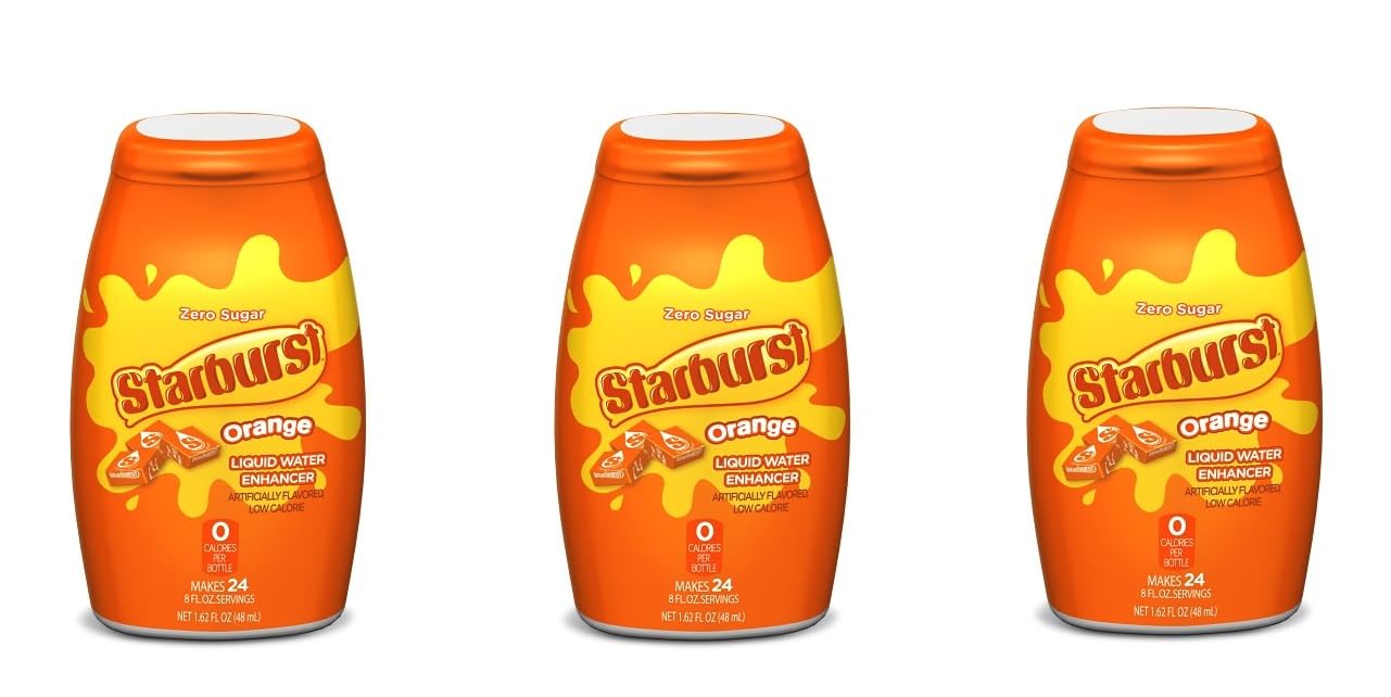 Starburst Liquid Water Enhancer - Orange - Low Calorie Water Flavoring Drops (Pack of 3)