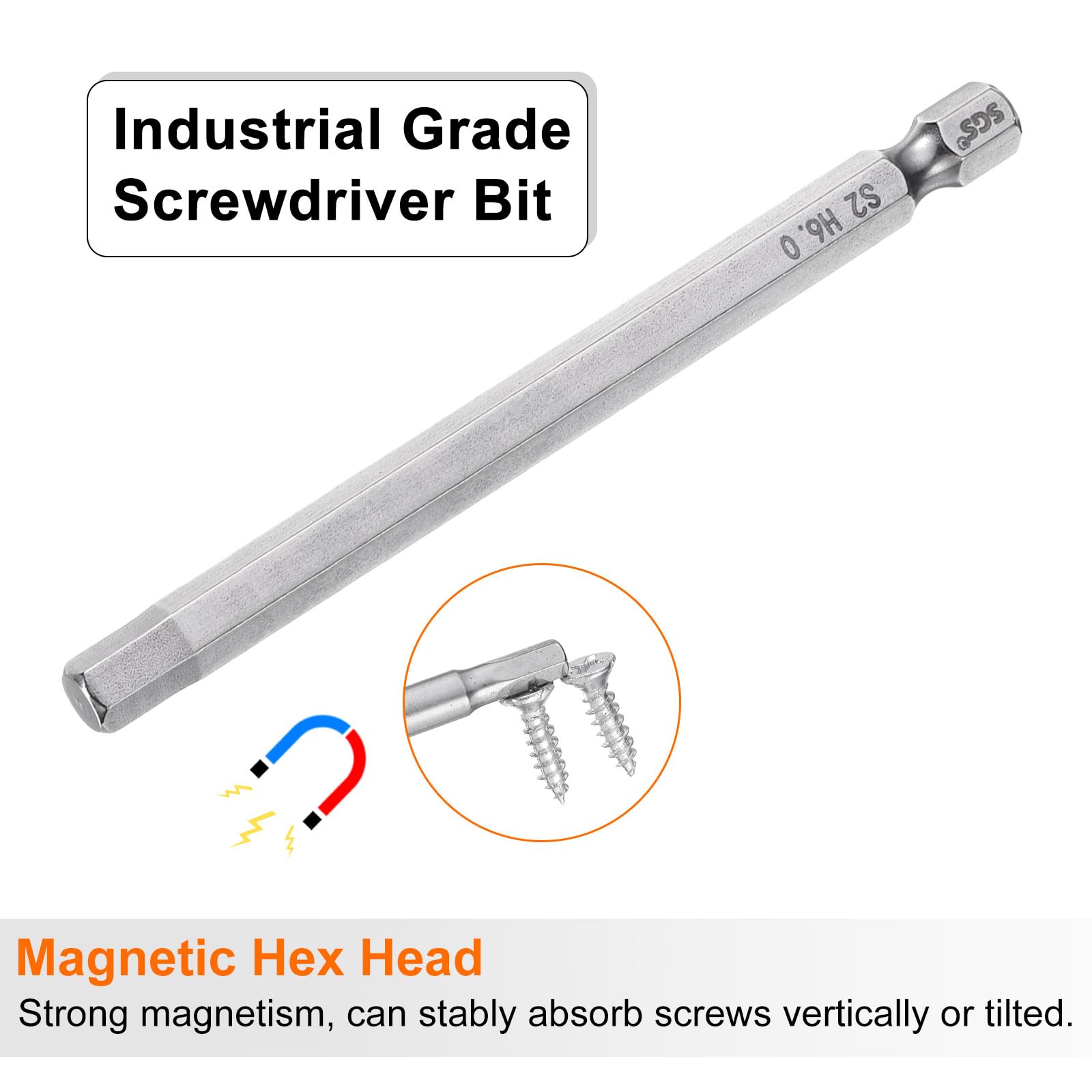 Schraubendreher-Bits Set – 6 Stück Kugelkopf-Sechskant-Bits, 2,5–8 Mm, Magnetisch, 100 Mm Lang, Für Enge Räume