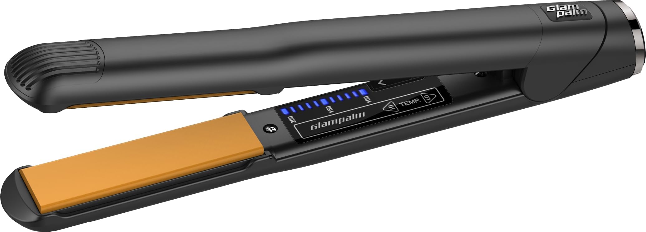 GlamPalmHair Straightener - 1" Ceramic Flat Iron, 11 Heat Settings (220°–450°), Fast 25s Heat Up, Korea's No.1 Salon Styling Tool with 3D Swivel Cord & Dual Voltage, Black (GP201)