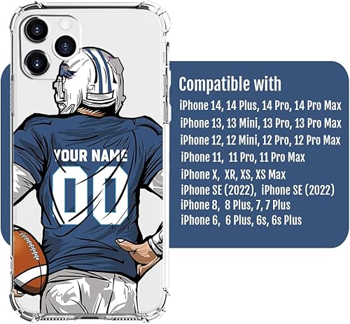Miniatura 8 de BOSTEPY Funda personalizada con nombre y número de camiseta de fútbol para iPhone 15 14 13 12 11 Pro Max Mini Xr Xs X 7 8 Plus SE 2022 2020 6S 6