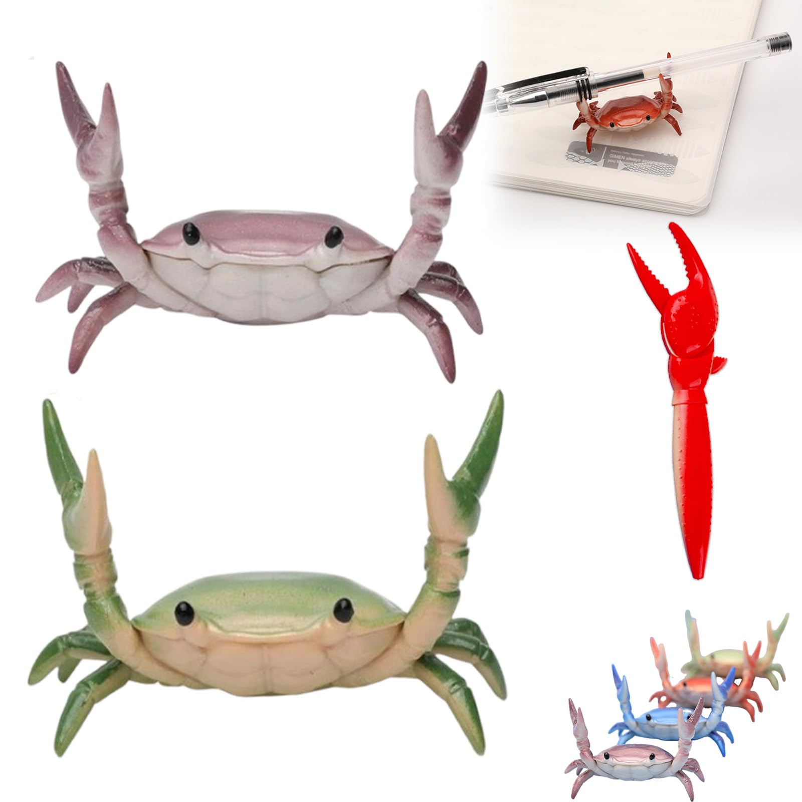 Cute Crab-Shaped Pen Holder, 2026 New Desk Crab Pen Holder, Weightlifting Crabs Desk Pens Stand, Mini Realistic Crabs Pencil Holders, for Office Workspace Study Home Tabletop (B+D)