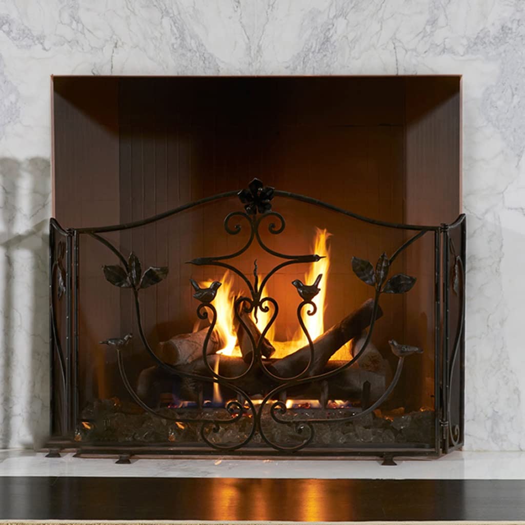 Kamintürgitter Eisen-Trennwaren mit europäischem Stil Brandschutzscheibe Kamin Bildschirm Funkenbildschirm Haushalt Wohnzimmer Funkenschutzabdeckung Fußbodenheizung Kaminschirme ( Color : Black )