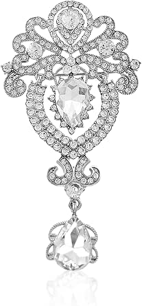 Broche Vintage Couronne Fleur Avec Cristaux Et Diamants - Couleur Or Poli - Référence 4352