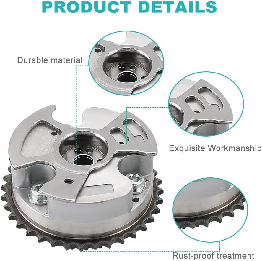 Intake & Exhaust VVT Sprocket Gear Camshaft Adjuster Phaser Compatible with Lexus ES350 RX350 Avalon Camry Highlander RAV4 Sienna Venza Camshaft Sprocket Replacement for 130800P010 130500P020