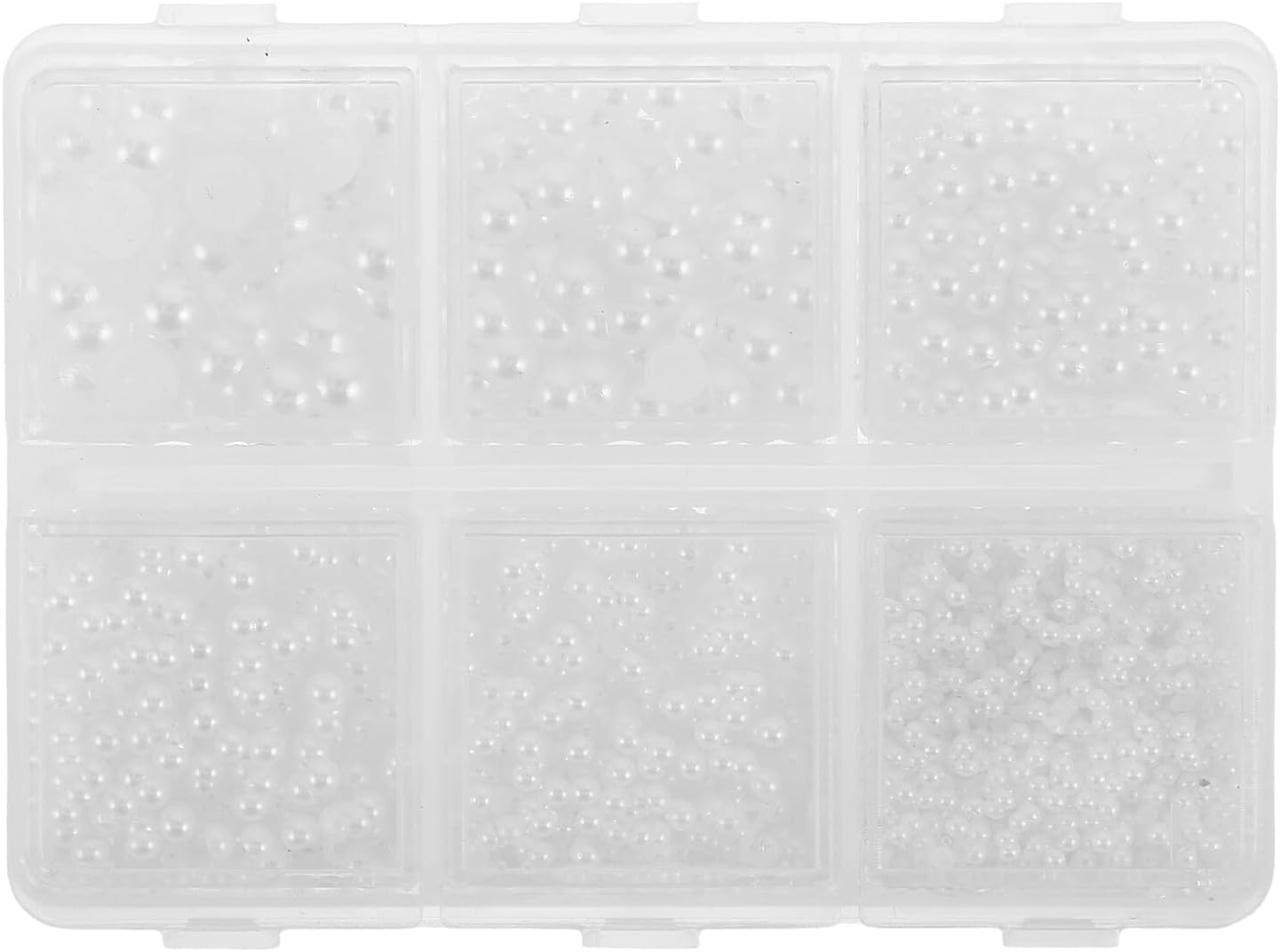 SEWACC Flatback Imitation Half Pearls for Nail Art and Scrapbook Craft Supplies, 7600pcs Abs Plastic Mini Beads with Multiple Sizes, White DIY Embellishments for Hair Accessories,