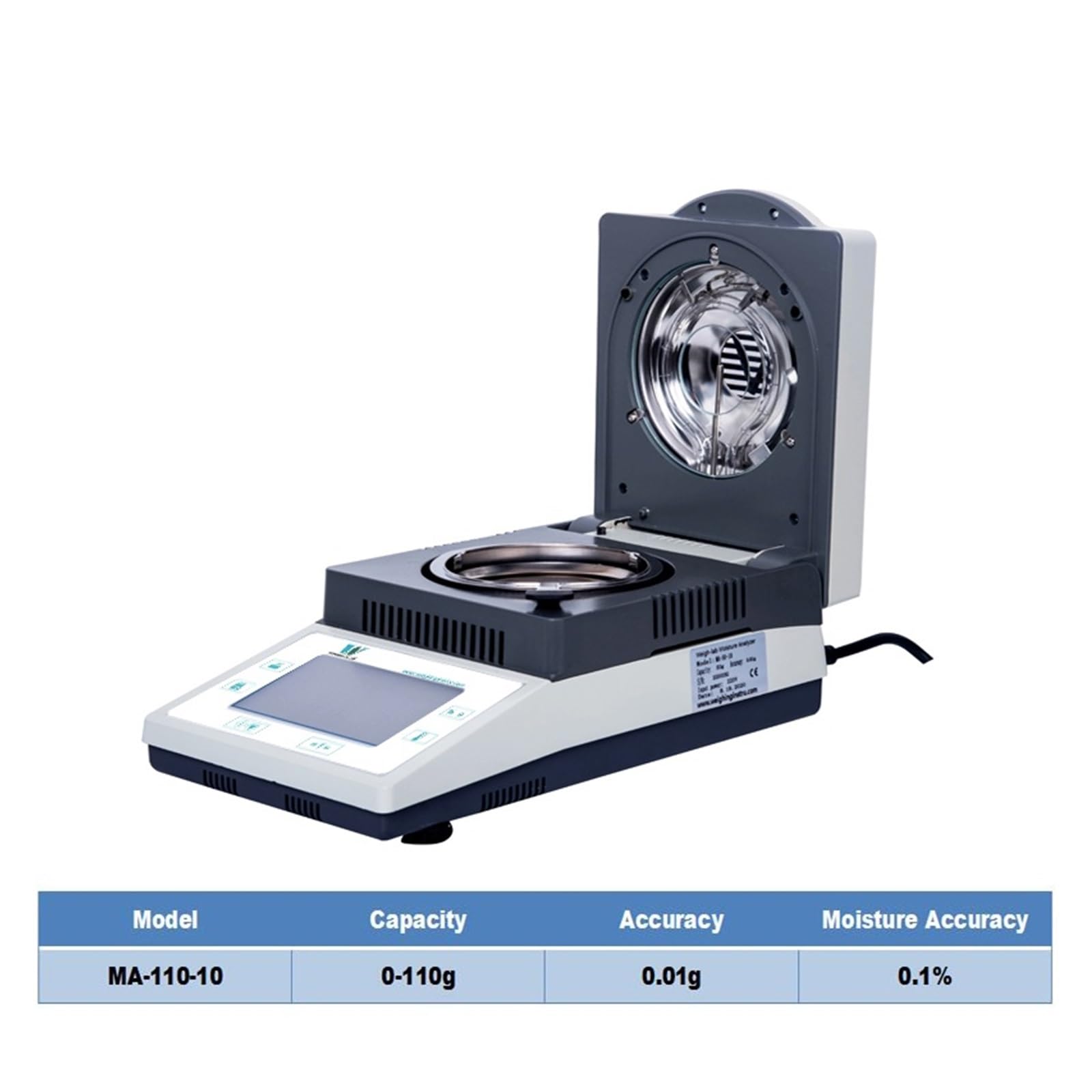 Viskositätsmessgerät, 110 g 0,001 g 0,01% Zuverlässiger, schnellerer Präzisions-Touchscreen 50 g 1 MG Labor-Halogentestmessgerät Analyse-Feuchtigkeitsanalysator,Rotationsviskosimeter(MA-110-10)