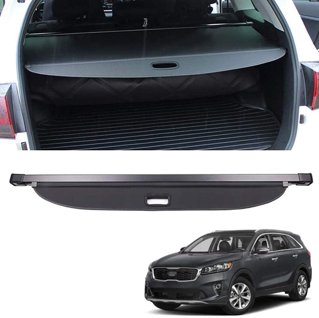 PANXUC Rear Boot Cargo Cover Curtain For Kia Sorento 2009 2010 2011 2012, Trunk Retractable Cargo Cover Shield Shade Curtain Partition Board Privacy Blinds