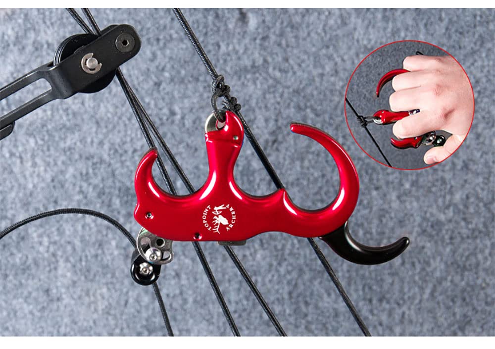 tir à l'arc Release Aids Fermeture Automatique Décocheur Pince Alliage d'aluminium 3 Doigts 4 Doigts Remplaçable pour Accessoire d'arc à poulies