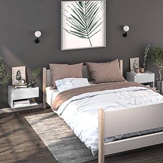 Lauuoeriau Muebles de pared para hogar y jardín, 2 piezas, color blanco brillante