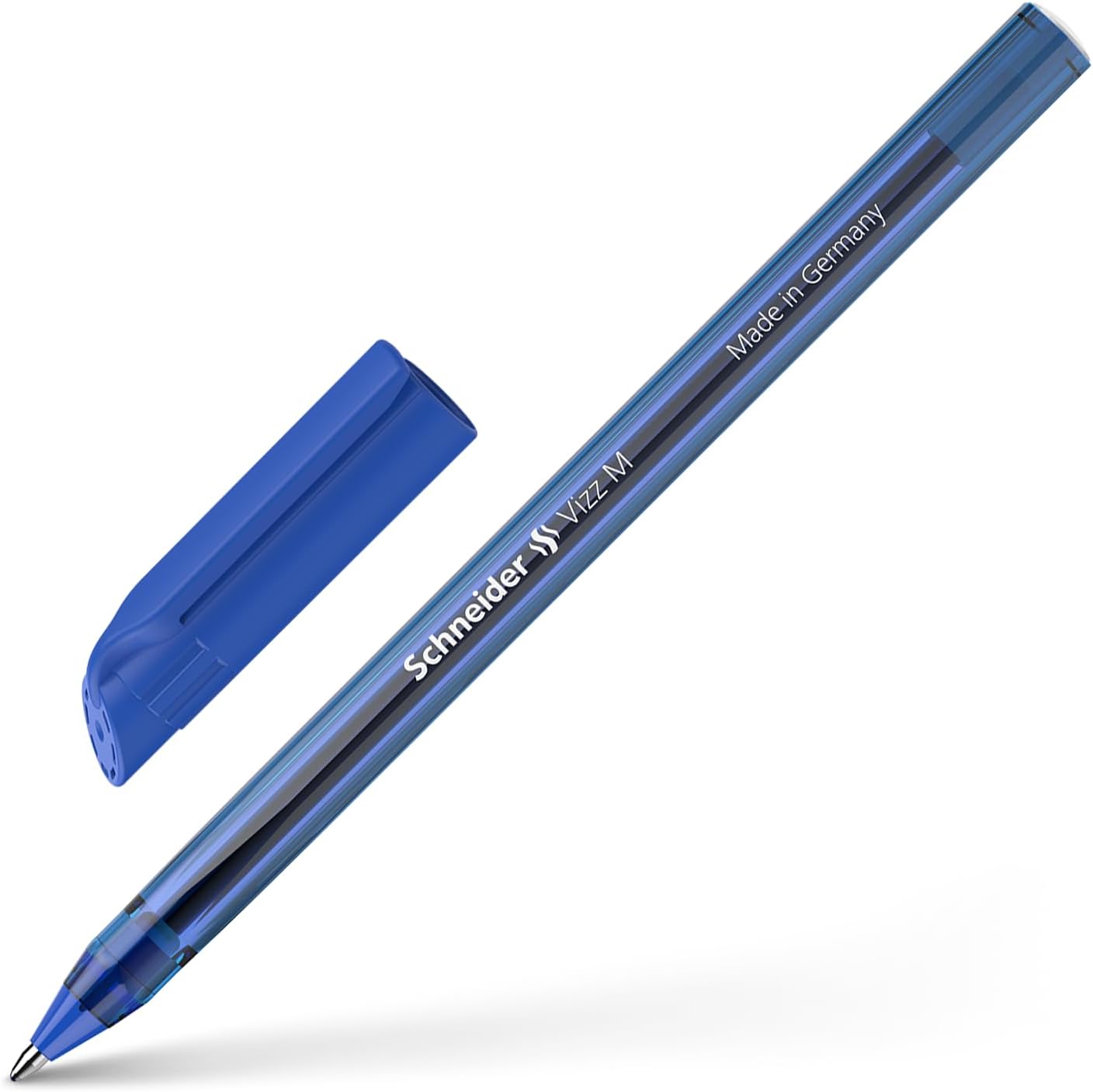 Schneider Vizz Ballpoint Pen for Easy and Quick Writing - Ink Colour Barrel - Medium Line - Blue - 102203