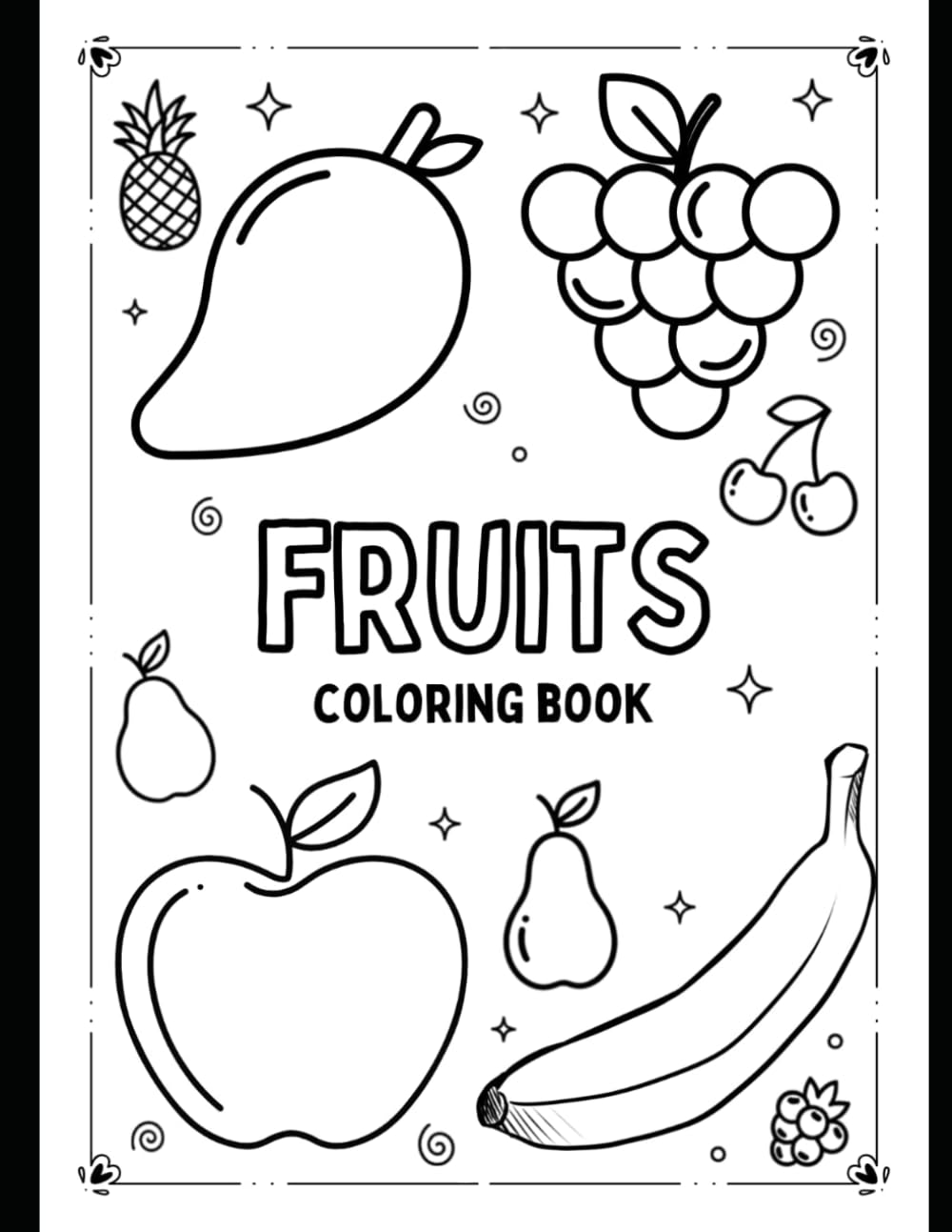 A fun fruit coloring book with ready-made sketches for kids to paint and enjoy