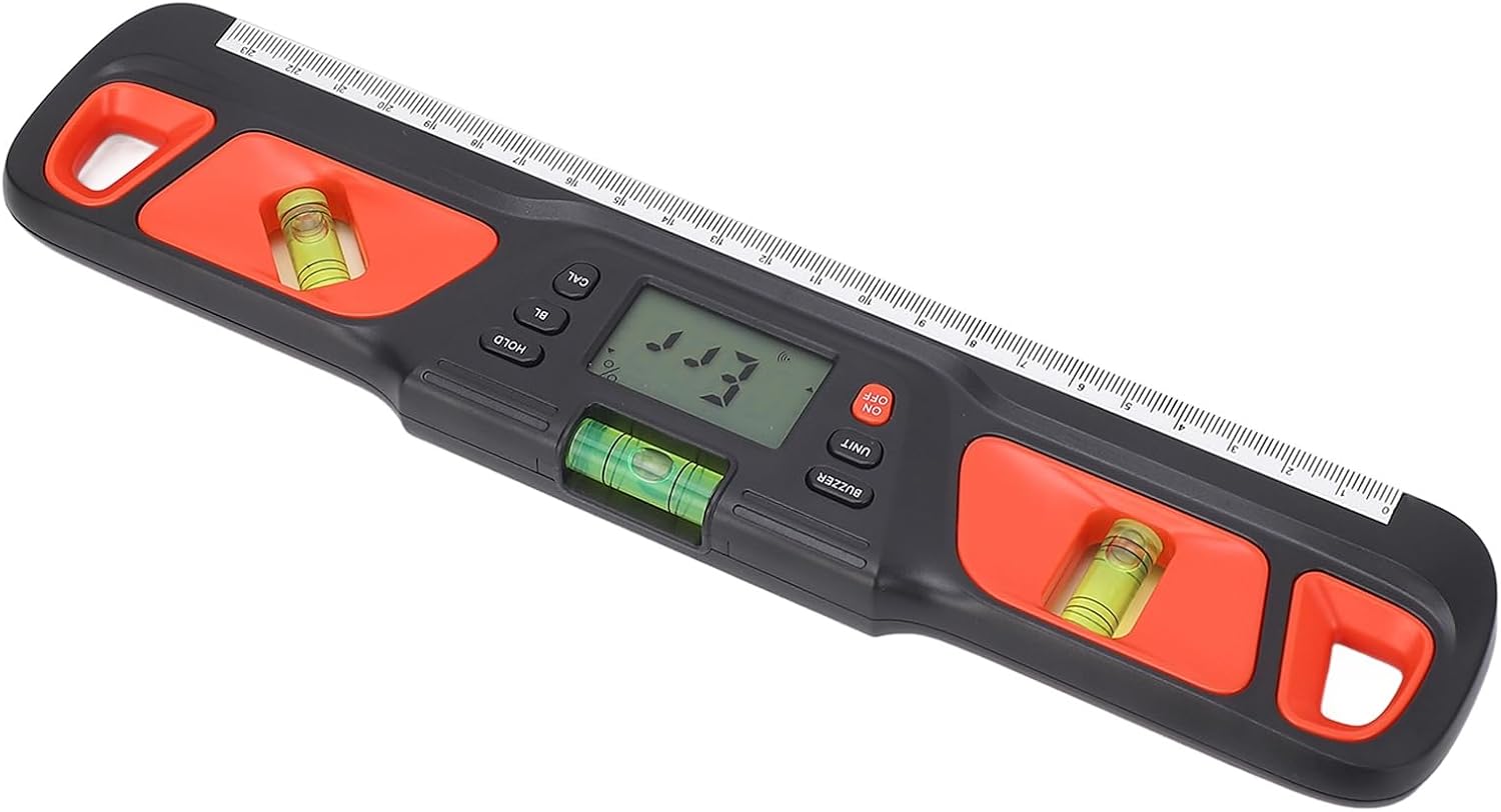 Digital Level, Accurate Easy to Use Compact Multifunction Digital Inclinometer for Construction Projects (Red)