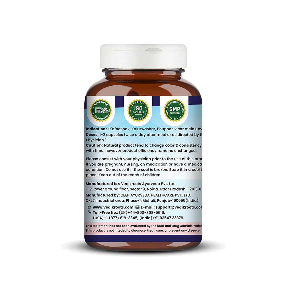 Vedikroots Nicoshield | Herbal solution to help quit smoking naturally. Helps reduce pity for smoking. Ayurvedic herbal supplement | 60 veg capsules (pack of 1) Vedikroots Nicoshield | Herbal solution to help quit smoking naturally. Helps reduce pity for smoking. Ayurvedic herbal supplement | 60 veg capsules (pack of 1)