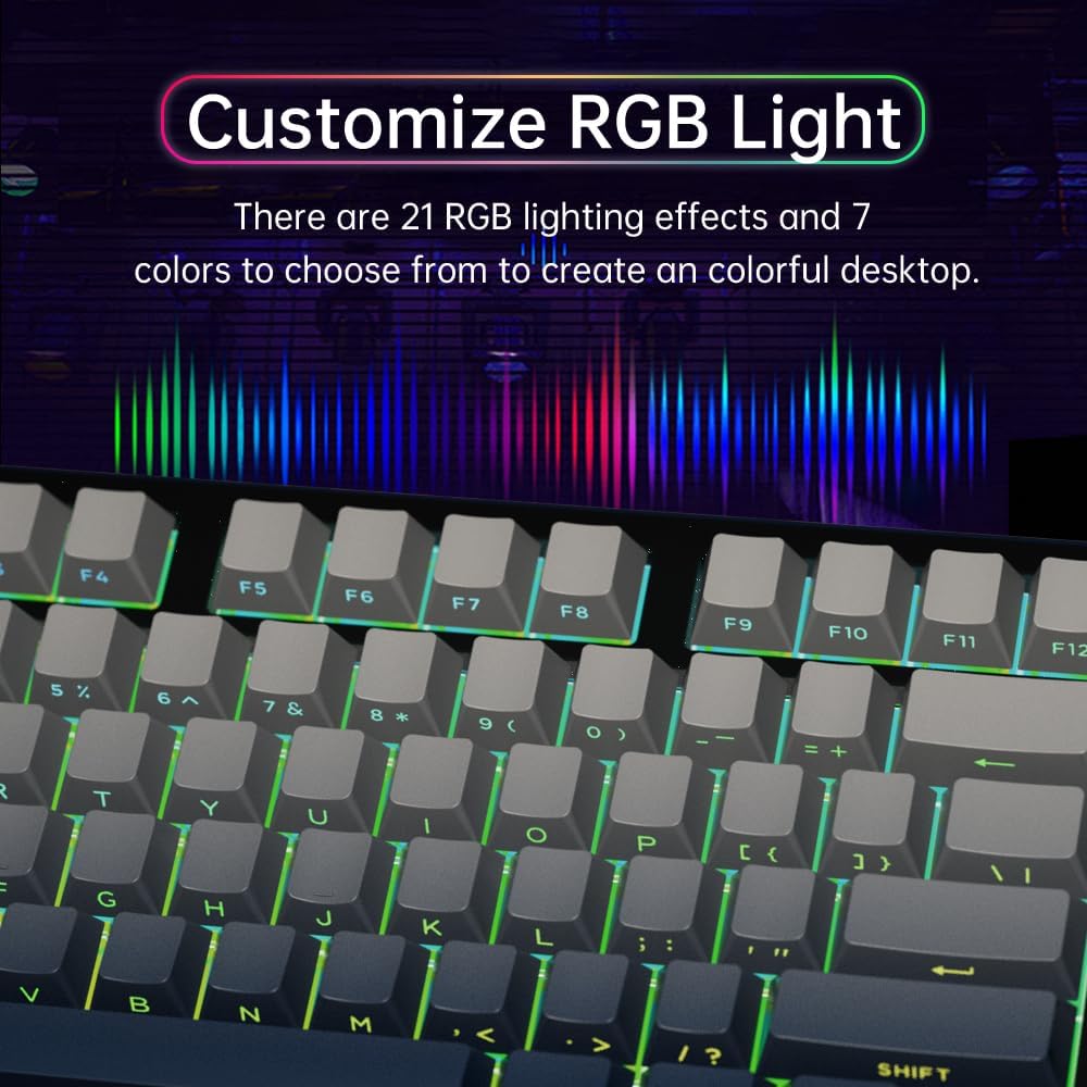 DELUX KM87PRO 80% Wireless Mechanical Gaming Keyboard, 87 Swappable Keys, Customizable TKL Keyboard, Side Printed PBT Keycaps, Pre-Lubed Linear Switches, RGB Backlit, 2.4GHz/BT5.0/Wired for PC Laptop