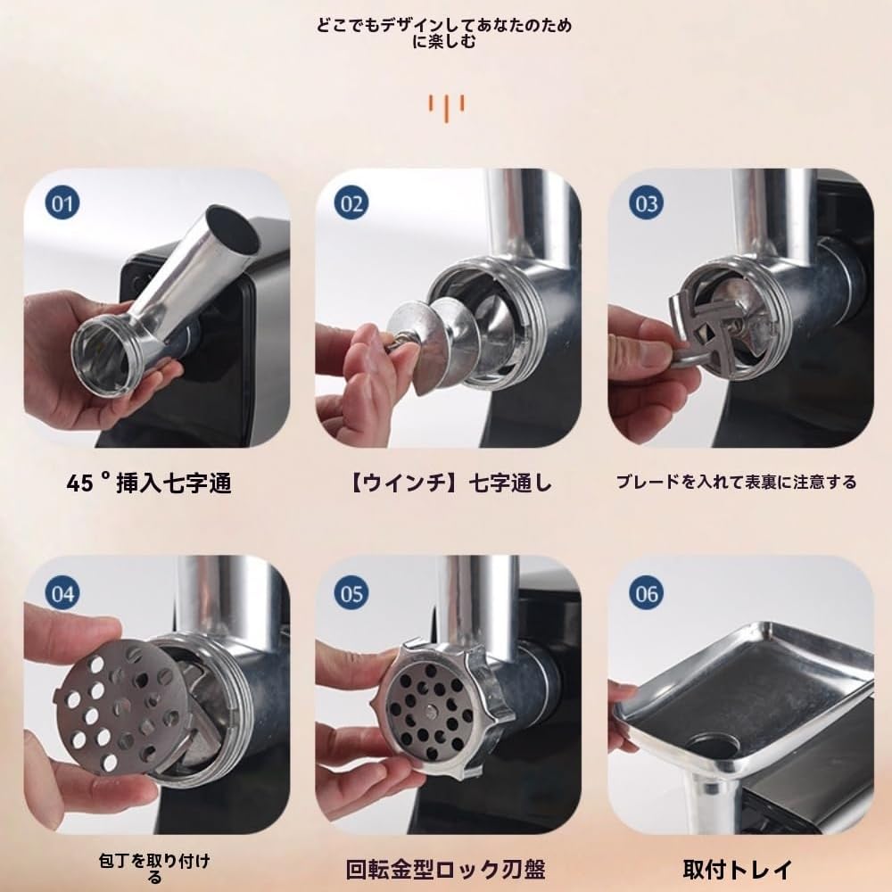 Amazon | 電動ミンサー ミンチ機 肉挽き器 110V 3種類カット 腸詰め機