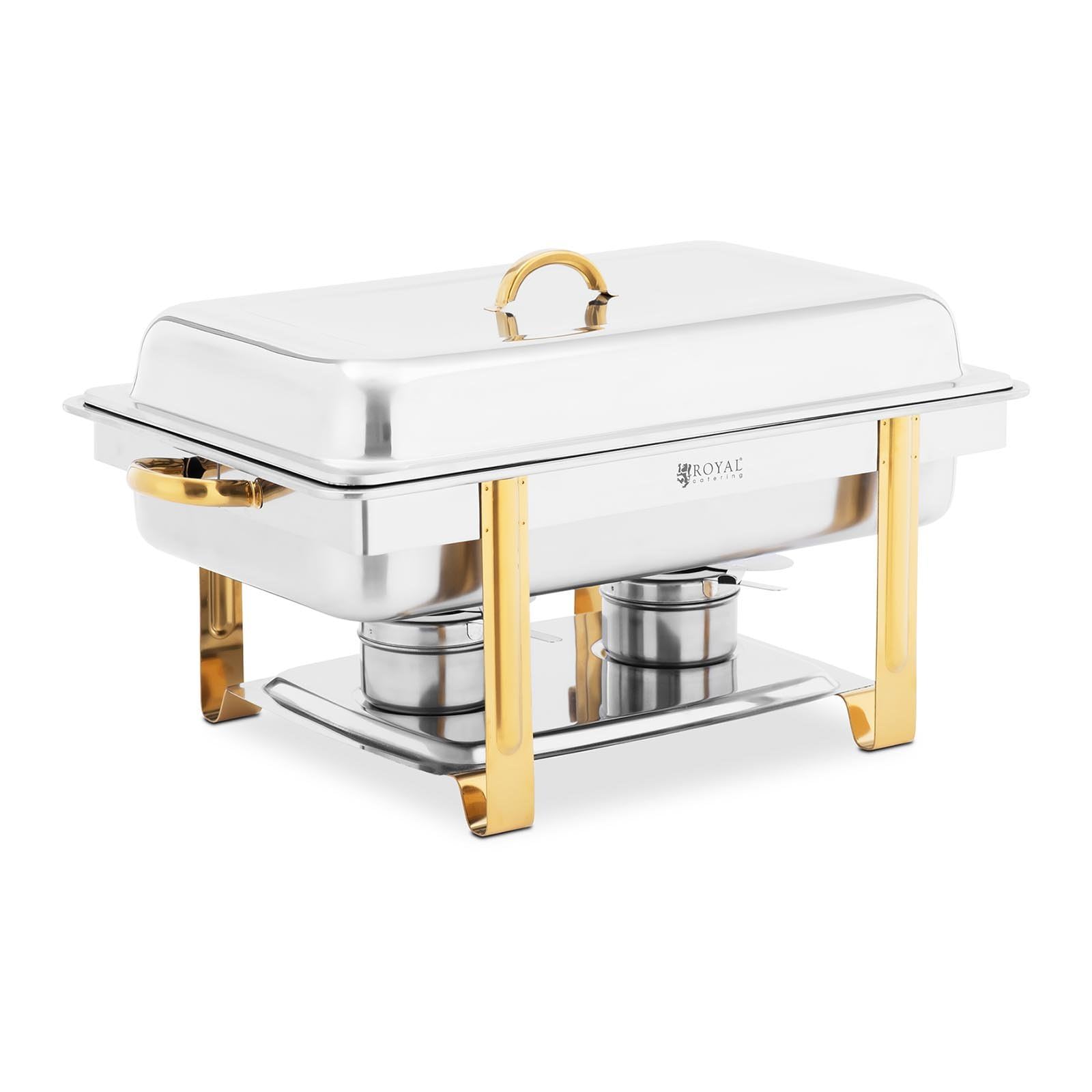 Royal Catering RCCD-RT16_9LG Chafing Dish GN 1/1 Gold Accents 9 L Food Warmer Buffet Server