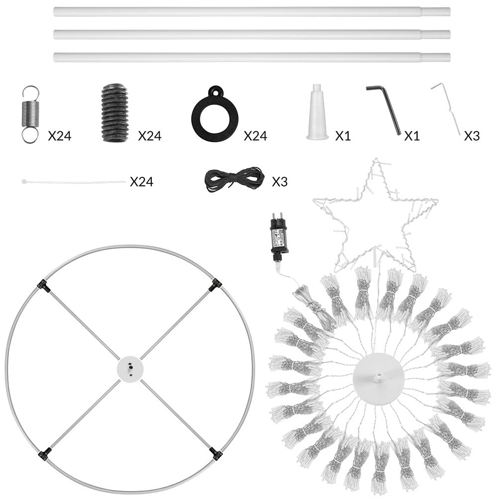 BAKAJI Albero di Natale Luminoso 340 CM Led Luci con Giochi di Luce Struttura in Metallo Decorazione Natalizia Design Minimal Artificiale Arredamento Natalizio Addobbo (BIANCO FREDDO)