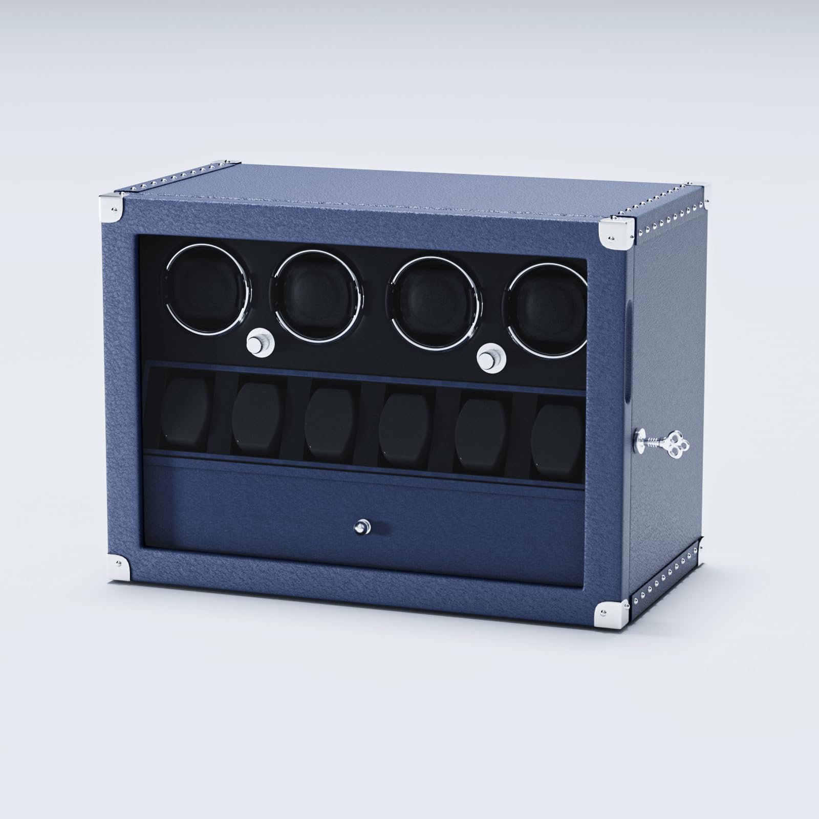 Enrollador de reloj de lujo para 4 automáticos con acabado piano de brillo