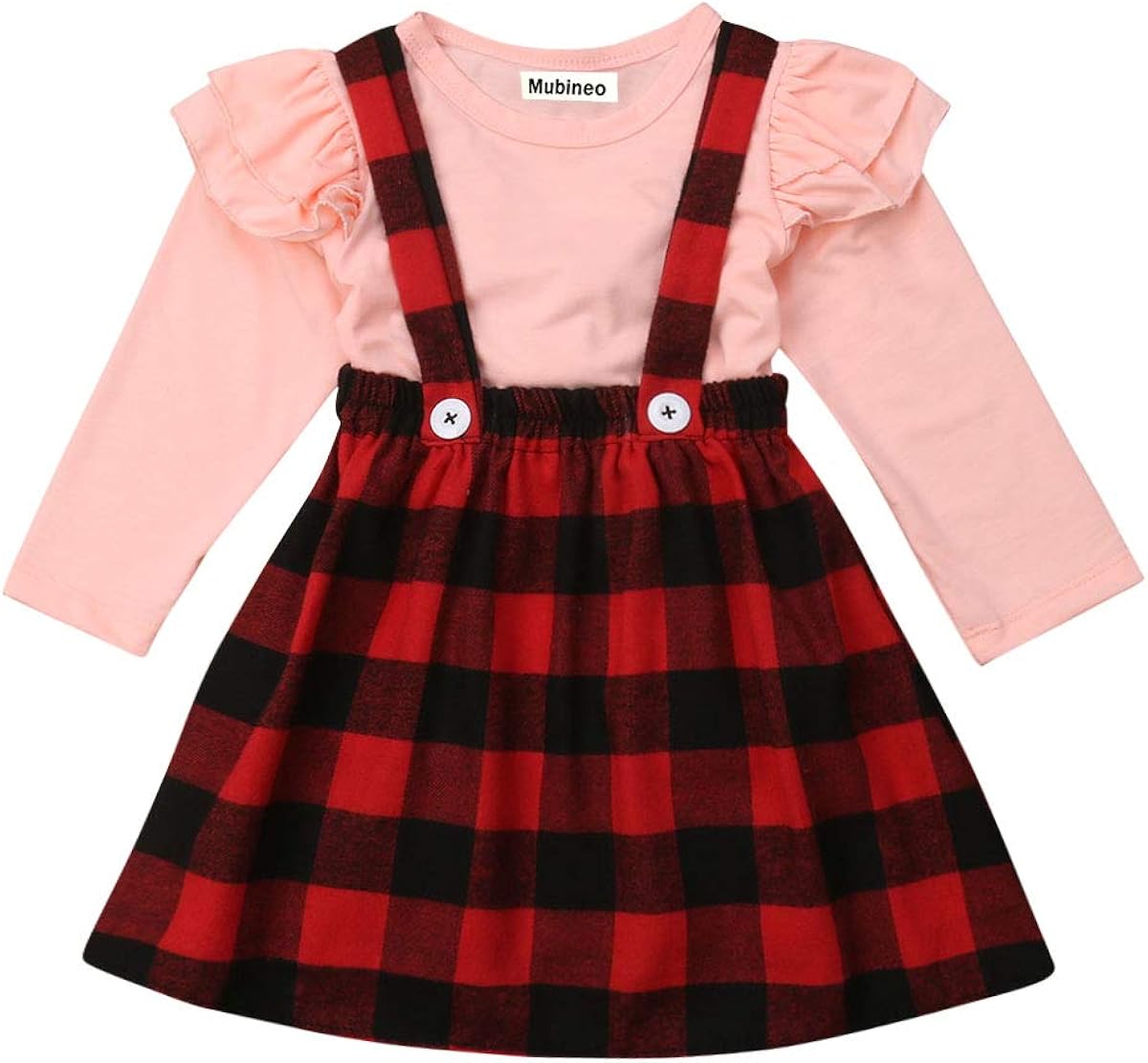 Toddler Baby Girl Infant Plain T Shirts Plaid Overall Skirt Set Cotton Outfits: Clothing, Shoes & Jewelry
