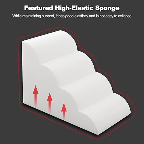 Miniatura 3 de Escaleras para perros, 4 escalones antideslizantes para mascotas, escalones para perros para sofá cama alta con funda lavable, rampas de esponja de