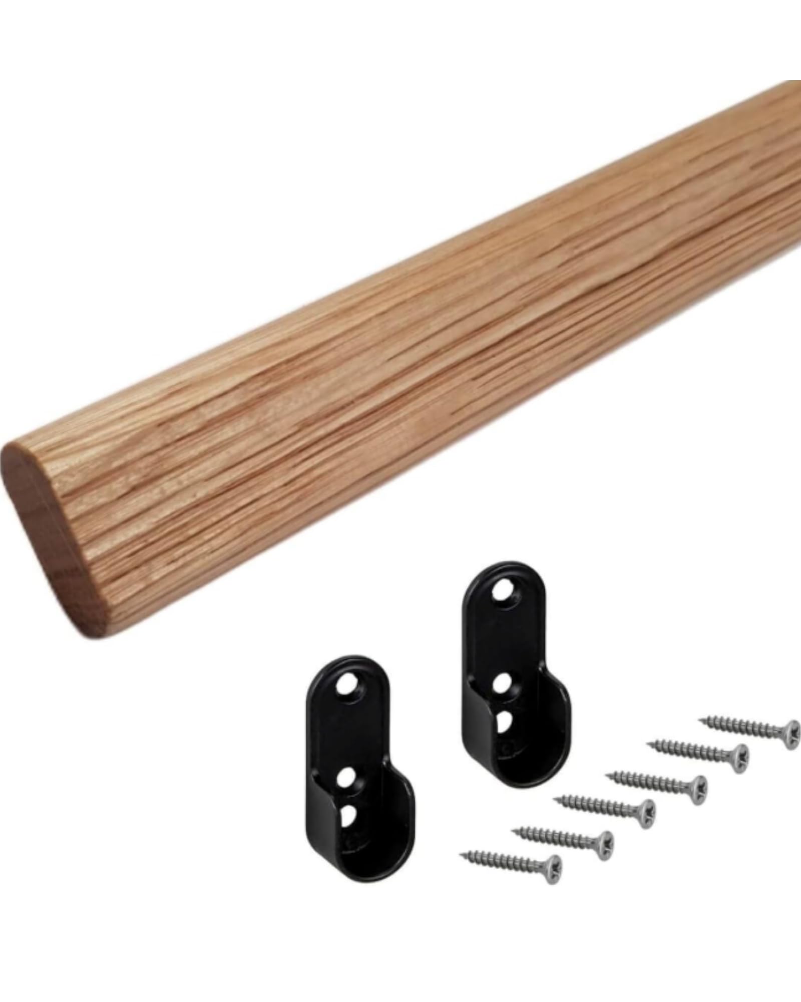 Gedotec Oak Wardrobe Rail Clothes Rail | Oval | Wardrobe Pipe Length 1000 Mm | 30 X 15 Mm Dark | 1 Set Of 2 Side Wall Wardrobe Pipe Bearing For Wall Mounting | Space-Saving Clothes Rail System