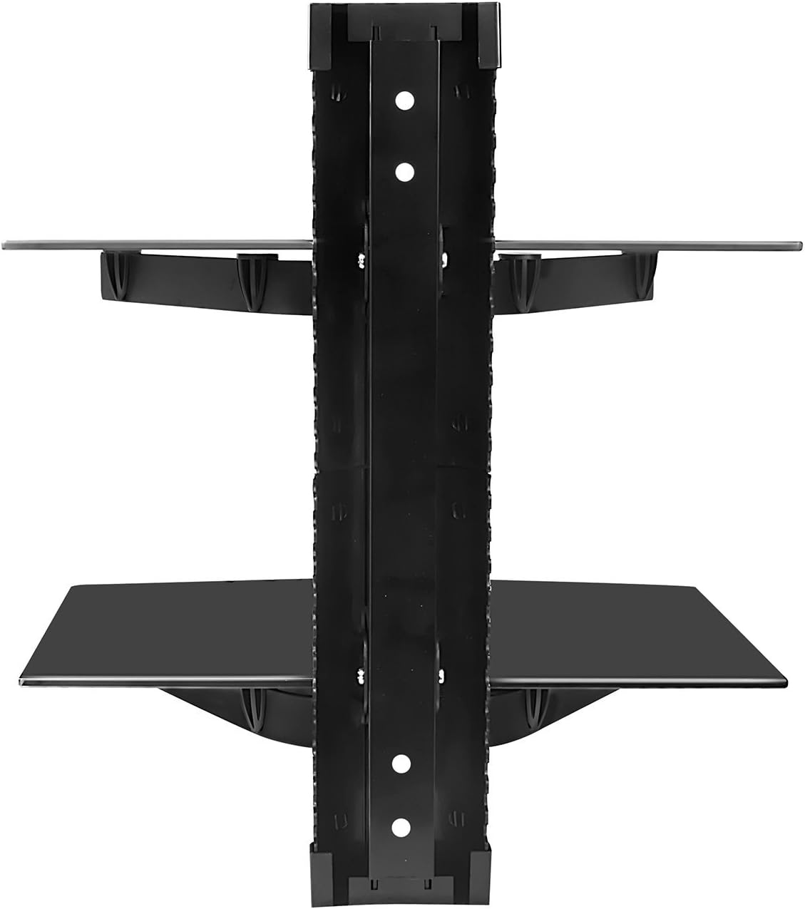 Mount-It! Floating Wall Mounted Shelf Bracket Stand for AV Receiver, Component, Cable Box, PlayStation, Xbox, DVD Player, Projector, 34 Lbs Capacity, 2 Shelves, Tinted Tempered Glass