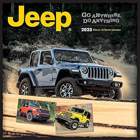 Jeep | 2023 OFFICIAL 12 x 24 Inch Monthly Square Wall Calendar | BrownTrout | Offroad Motor Car Cover