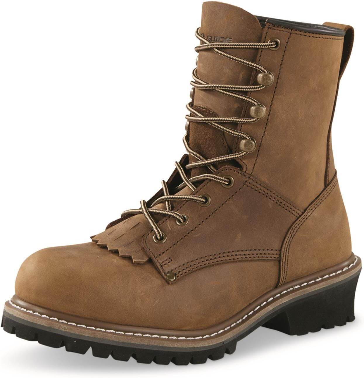 Guide Gear Men's Sawtooth 2.0 Steel Toe Logger Work Boots, Leather Uppers, Rubber Sole Shoes
