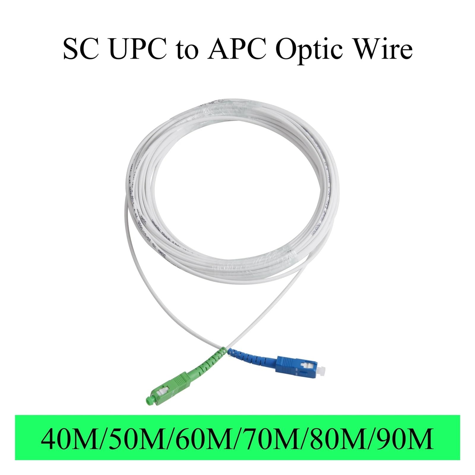 Câble de raccordement à fibre optique, Cordon de raccordement convertisseur d'extension Fiber optique d'intérieur monomode SC UPC à APC Simplex 40-90m(60m)