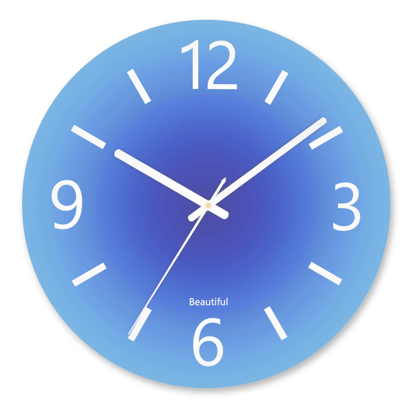 Grande horloge murale en verre trempé, moderne ronde de 35,6 cm, horloge décorative pour cuisine/salle de bain/salon, horloge analogique d'extérieur de style simple à piles pour terrasse