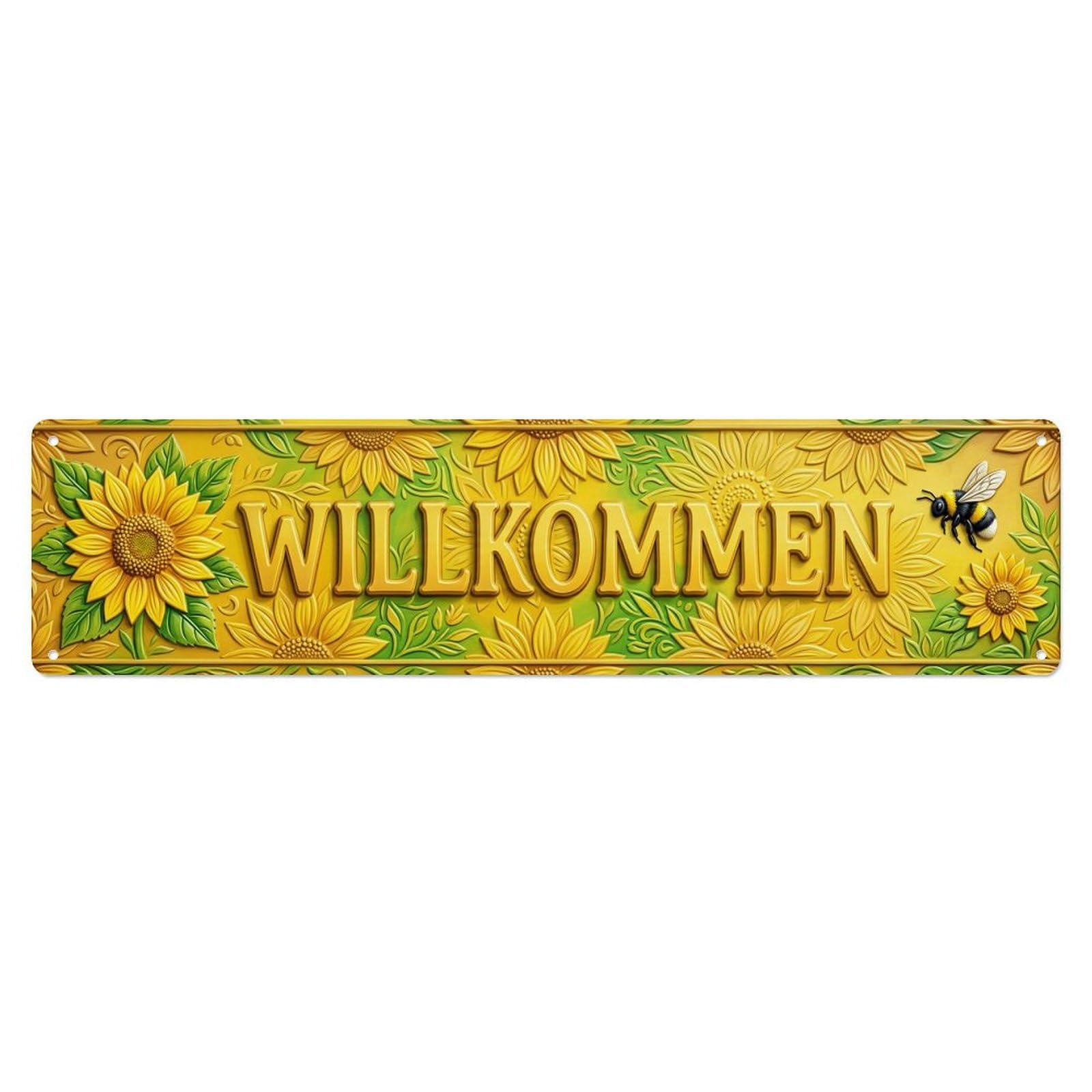 Sunflower Yellow Bright Garden Welcome Metal Tin Sign