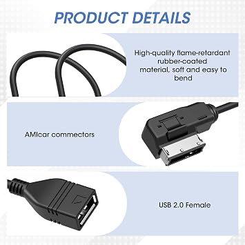 Cable Adapter for AMI MDI MMI AUX, Car Audio Interface Charging Cable