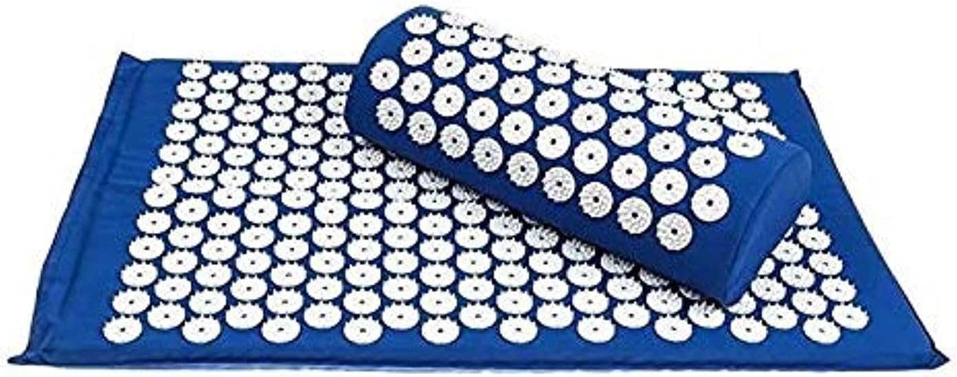 Acupuncture Mat and Pillow Set for Back Yoga, Fitness, Meditation (67X42cm, Blue)