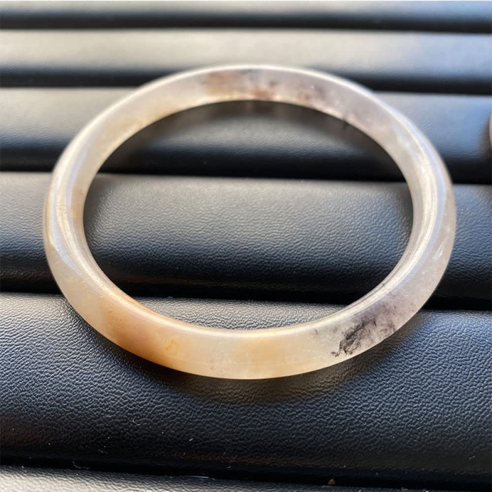 Bracciale Rigido da Donna in Giada Naturale, Bracciale Rigido in Seta Dorata, Viola, Ideale per Mamme e fidanzate, con Scatola portagioie, 54-63 mm, 54-55 mm (A 62)