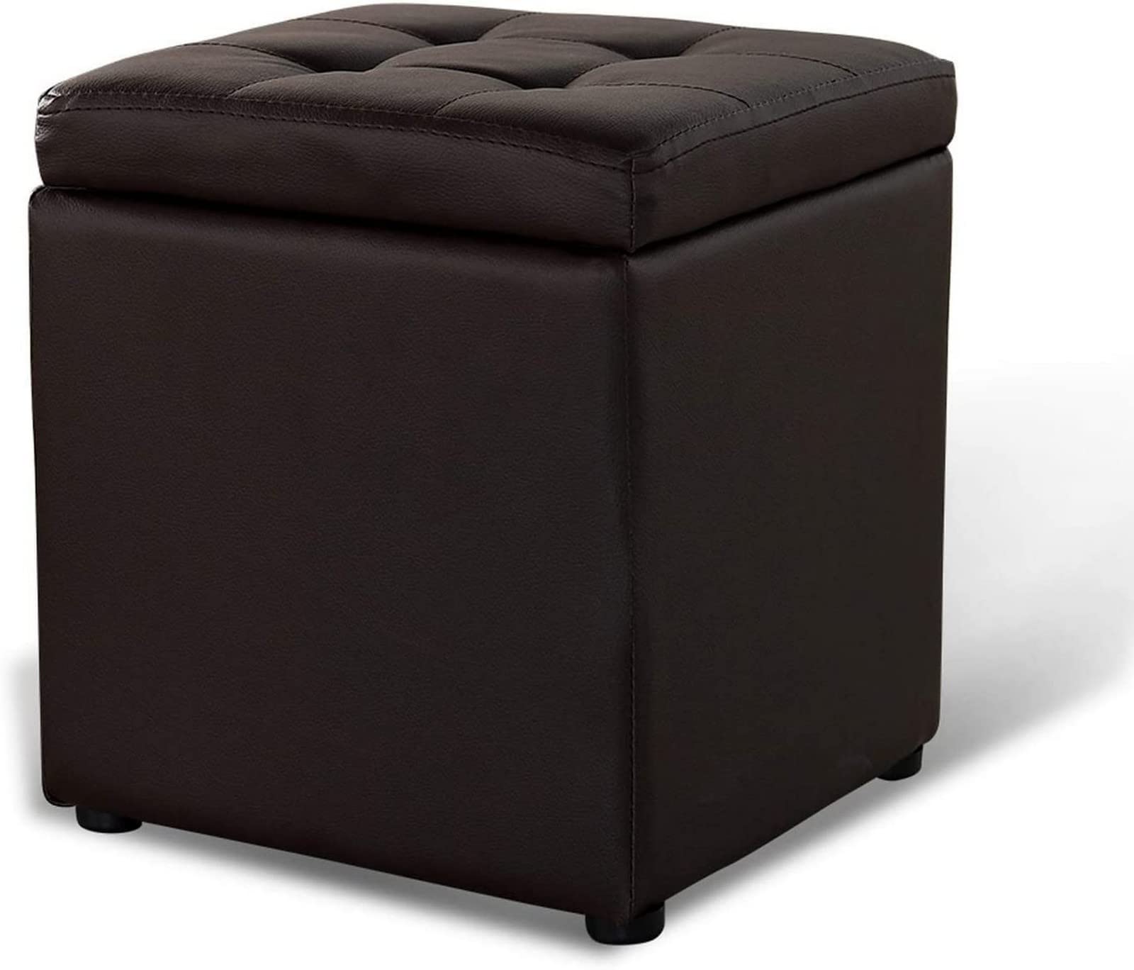 Repose-pieds ottoman pliable en simili cuir noir doté d'un coffre de rangement spacieux
