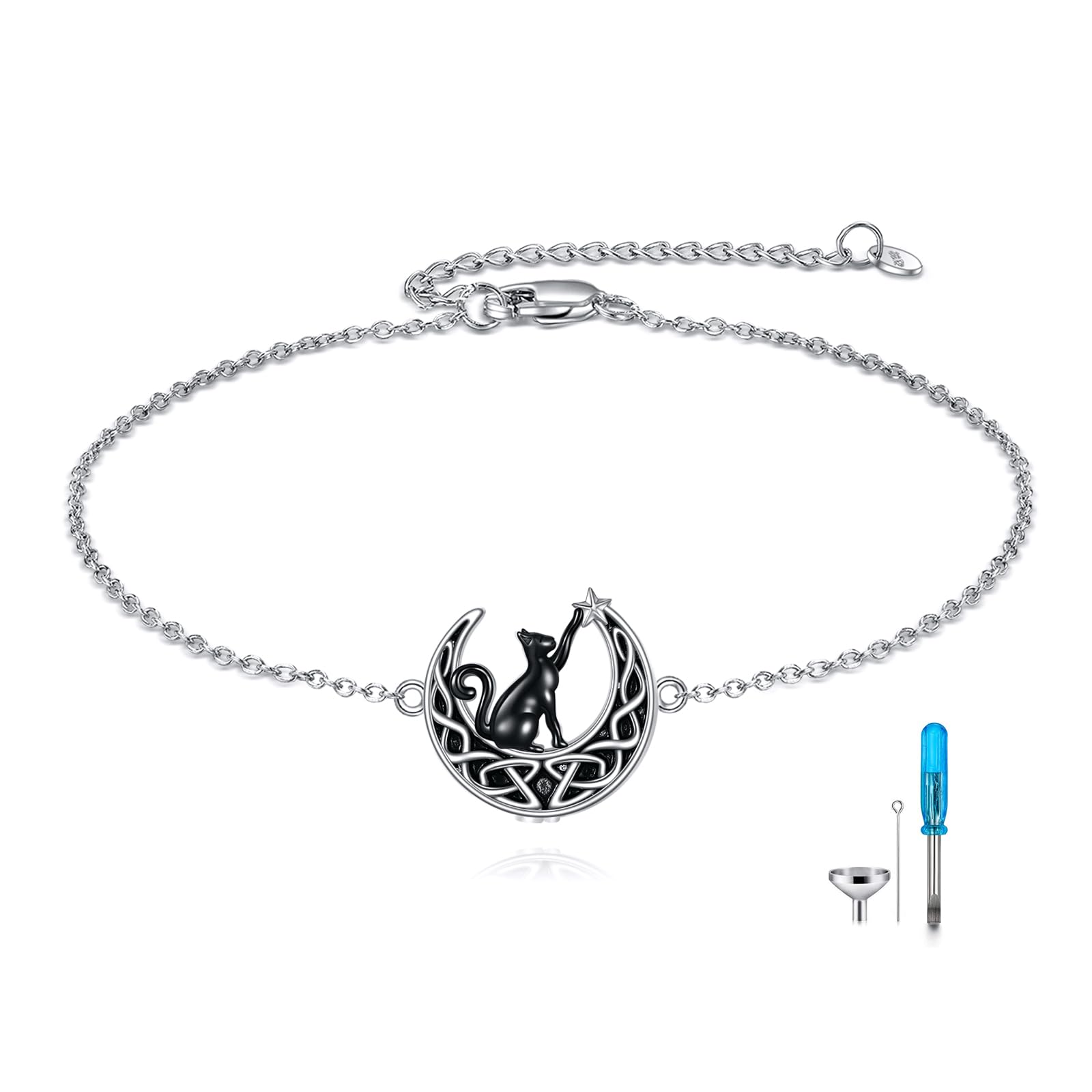 Bracelet urne de lune chat : gardez les cendres intactes