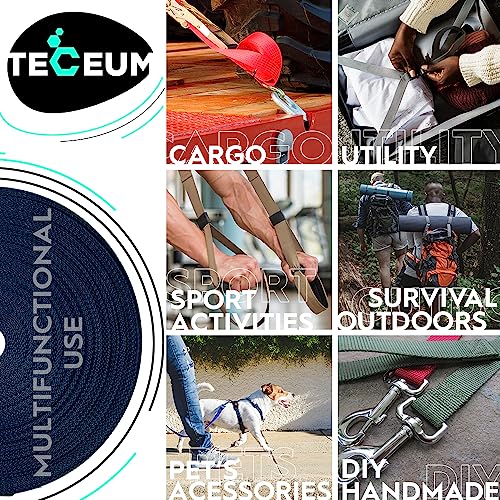 Image of TECEUM 3 /4 inch & 5 /8 inch & 1 inch & 1.5 inch & 2 inch Webbing - 10 25 50 Yards - 40+ Colors - Heavy Duty 1 Inch 1.5 Inch 2 Inch Backpack Straps - Webbing for Outdoors Indoors Crafting DIY