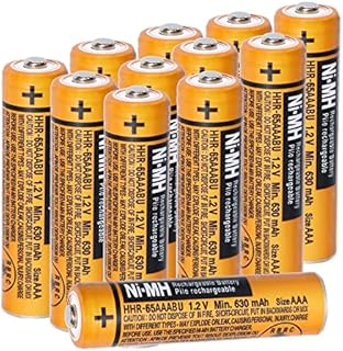 12 Pack HHR-65AAABU NI-MH Rechargeable Battery for Panasonic 1.2V 630mAh AAA Battery for Cordless Phones