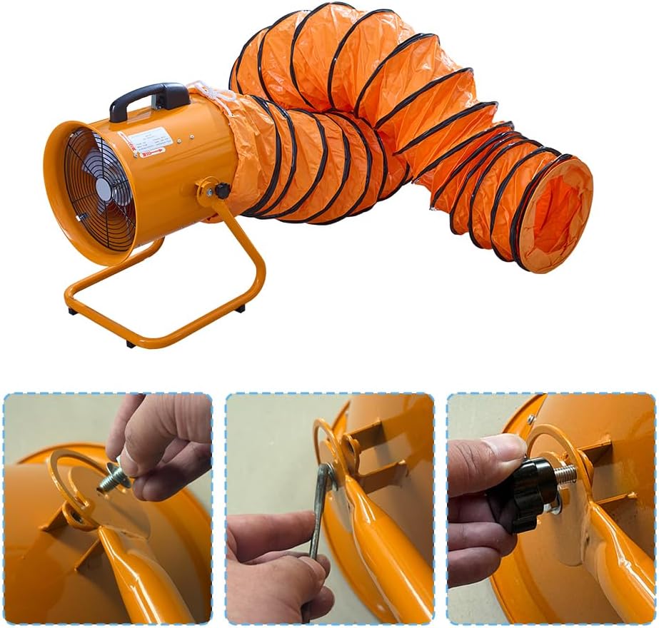 12 Inch Industrial Portable Air Blower Ventilator, 3300 RPM Heavy Duty Tube Exhaust Fan, 550W High Velocity Air Mover for Extraction and Ventilation (12 Inch Fan)