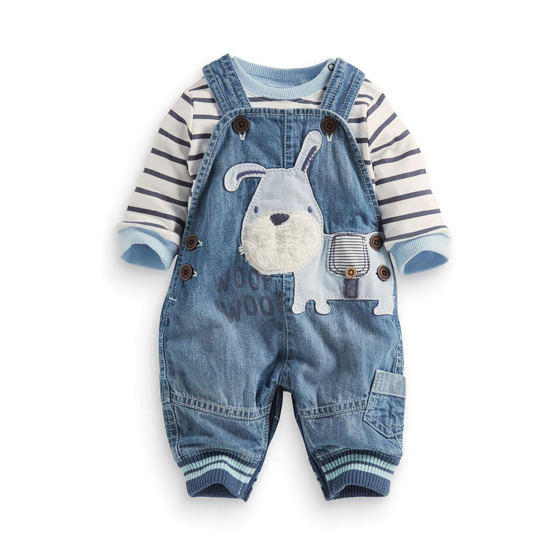 Cute Baby Boy Clothes Suit Toddler Boys Striped long Sleeve T-Shirt Denim Overalls Jumpsuit Pants Outfits Sets
