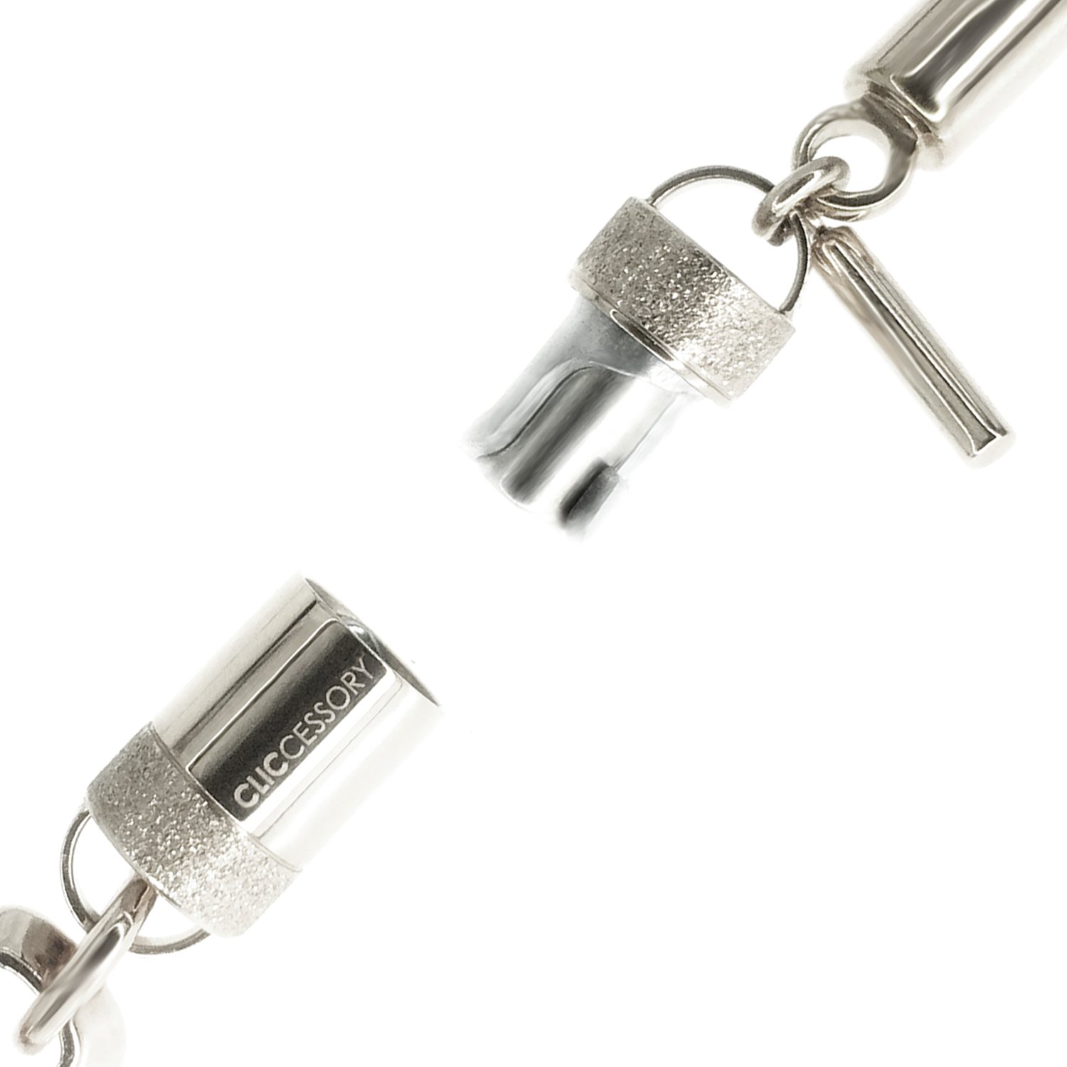 Bracelet Argent et couleur gunmetal de dame, fermeture magnétique sûre, cadeau gratuite. clicce ssory Chain Black & White 20 cm par le système clic sont les bracelets à colliers