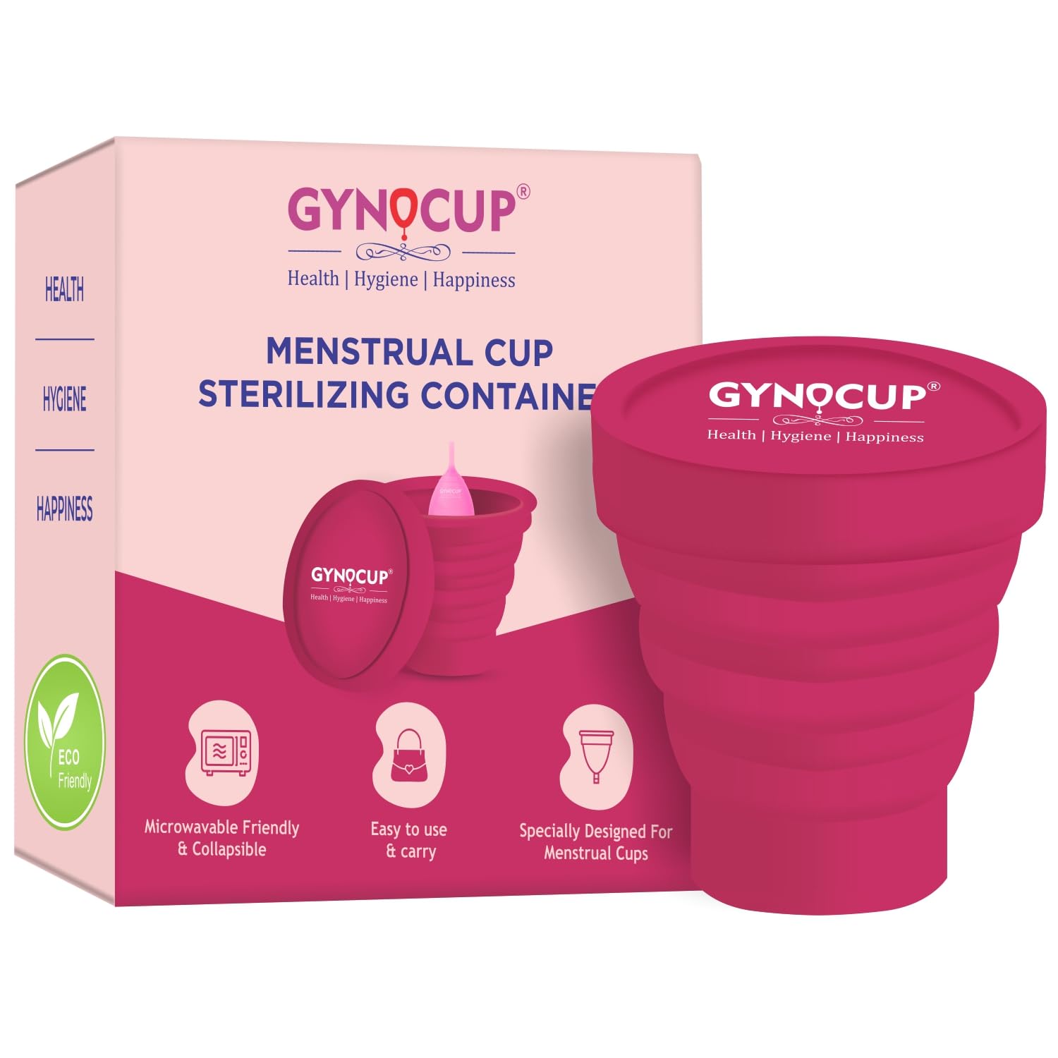 GYNOCUP Collapsible Silicone Menstrual Cup Sterilizer Container - Red (Pack of 1) | Foldable Sterilizing Container Cup | Hygienic, Leak Free & Odorless | Microwave Friendly | Kills 99% of Germs (B08SKKPFTD) Amazon Price History, Amazon Price Tracker