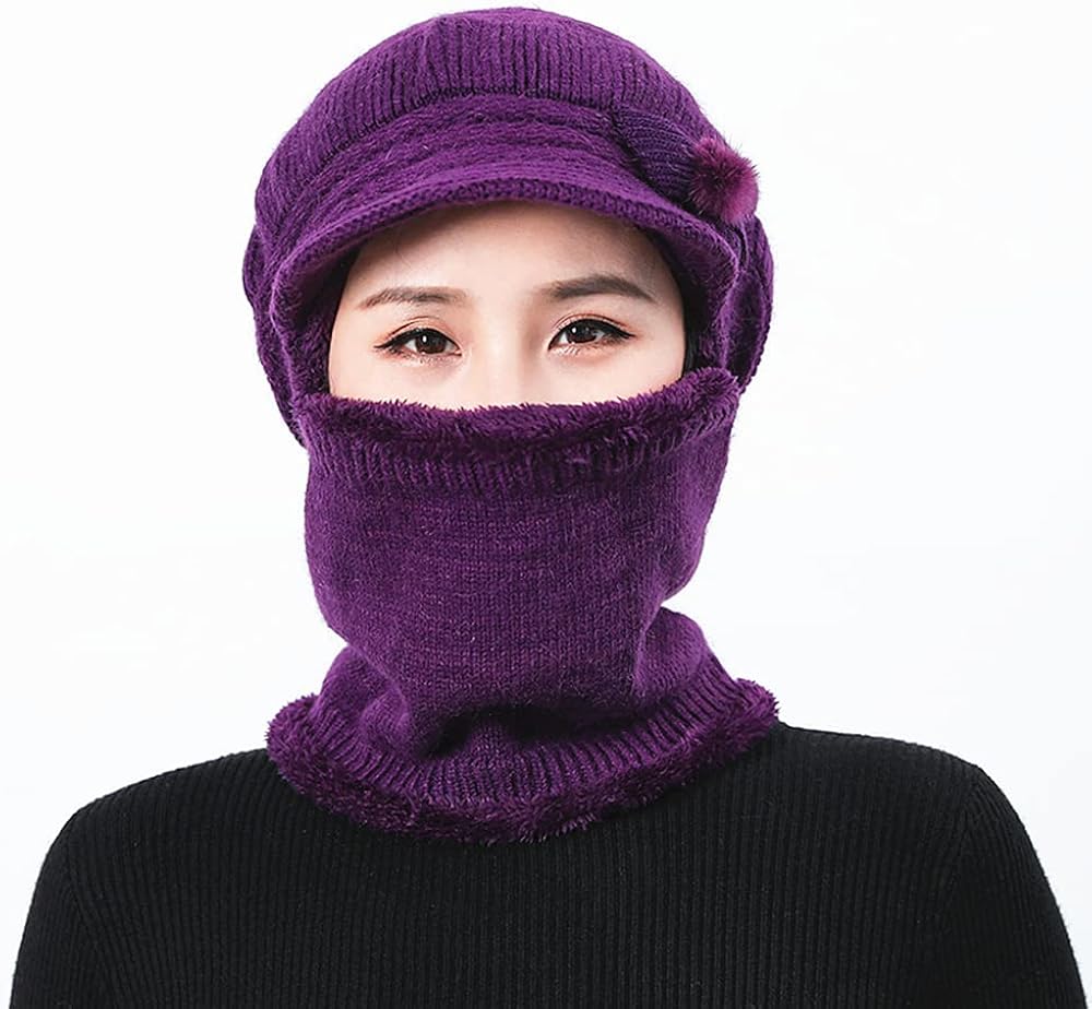 Miniatura 2 de Gorro de punto para mujer, cálido, elástico, suave, con protección de las orejas, con forro polar para mujer