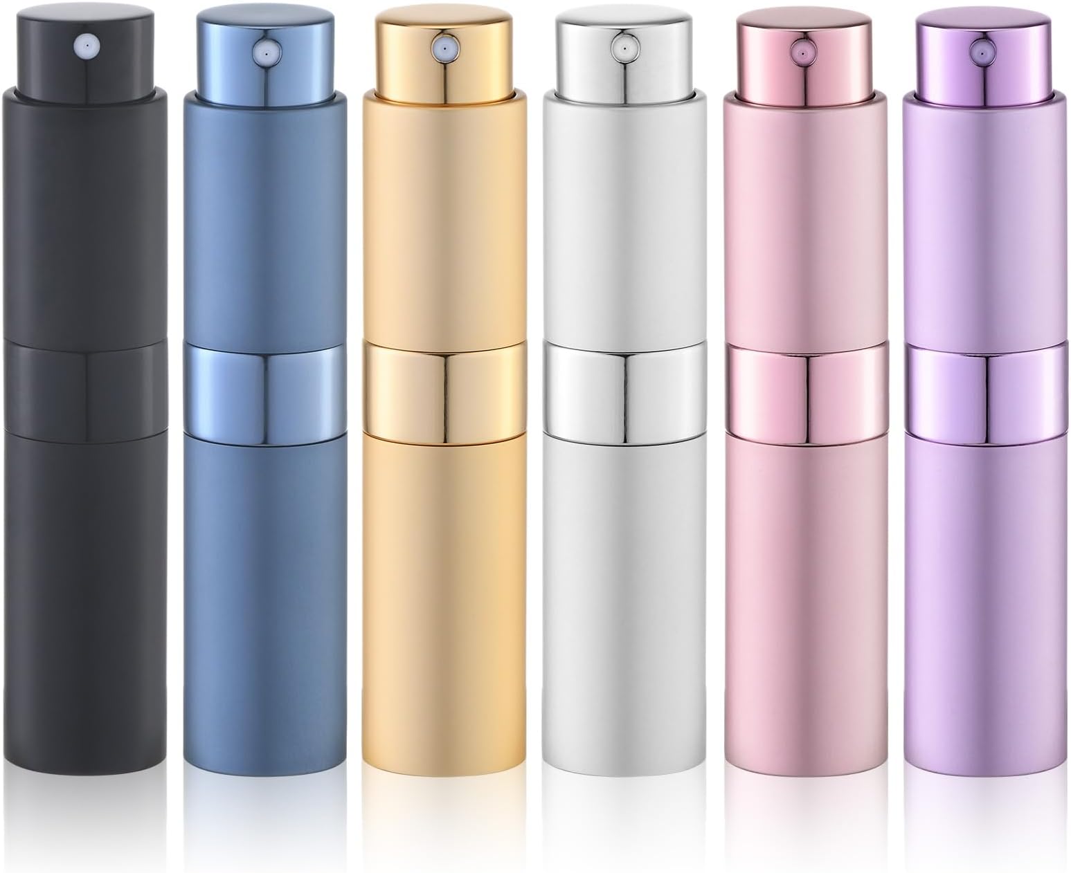 Lulupack 8ml Perfume Atomizer, Cologne Travel Spray Bottle, Refillable Portable Empty Bottles Sprayer(6pcs, Multicolor-3)